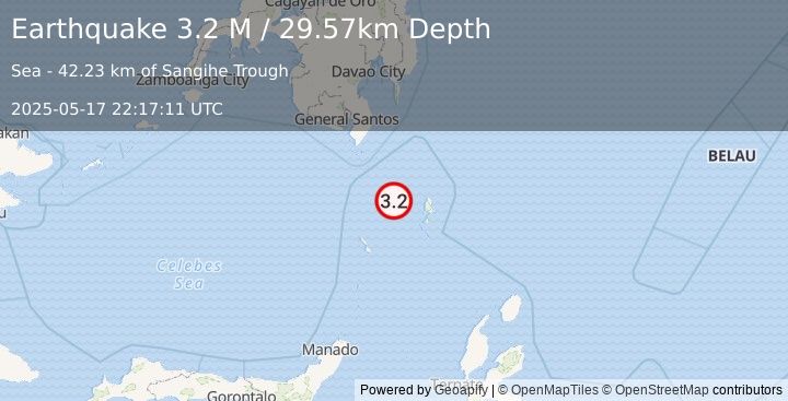 Earthquake Talaud Islands, Indonesia (3.2 M) (2025-05-17 22:17:11 UTC)