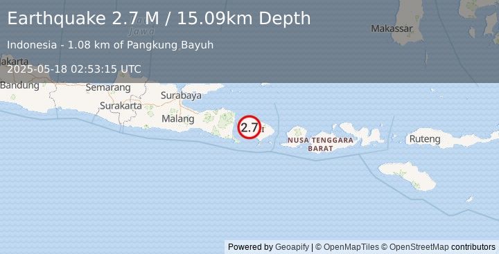 Earthquake Bali Region, Indonesia (2.7 M) (2025-05-18 02:53:15 UTC)