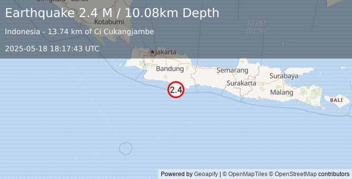 Earthquake Java, Indonesia (2.4 M) (2025-05-18 18:17:43 UTC)