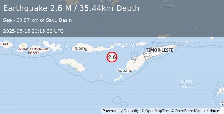 Earthquake Savu Sea (2.6 M) (2025-05-18 20:15:32 UTC)