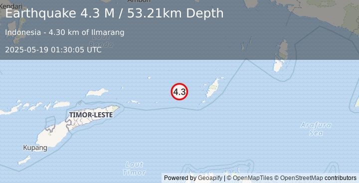 Earthquake Banda Sea (4.3 M) (2025-05-19 01:30:05 UTC)