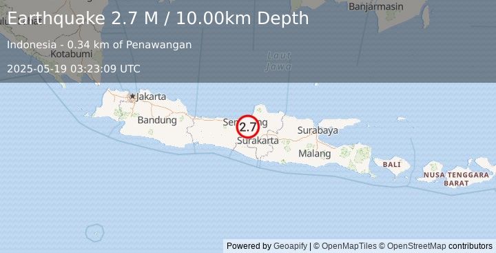 Earthquake Java, Indonesia (2.7 M) (2025-05-19 03:23:09 UTC)