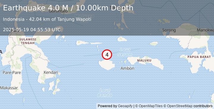Earthquake Ceram Sea (4.0 M) (2025-05-19 04:55:53 UTC)