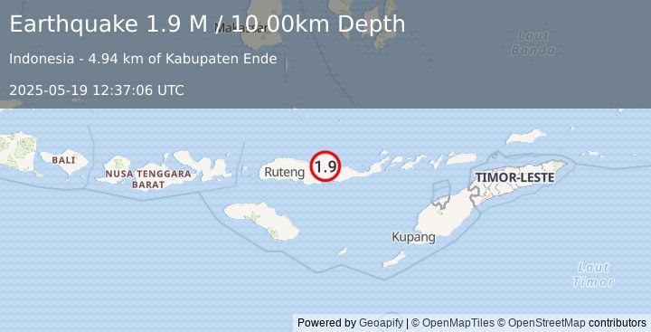 Earthquake Flores Region, Indonesia (1.9 M) (2025-05-19 12:37:06 UTC)