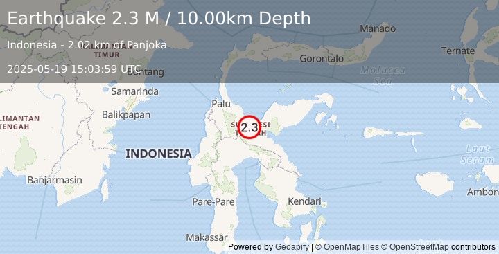 Earthquake Sulawesi, Indonesia (2.3 M) (2025-05-19 15:03:59 UTC)
