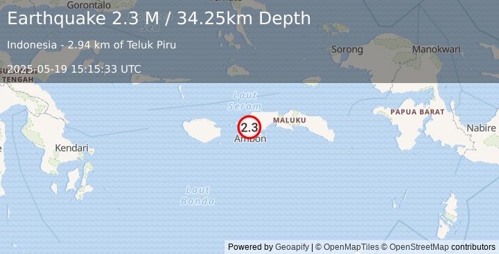 Earthquake Seram, Indonesia (2.3 M) (2025-05-19 15:15:33 UTC)