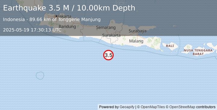 Earthquake Java, Indonesia (3.5 M) (2025-05-19 17:30:14 UTC)