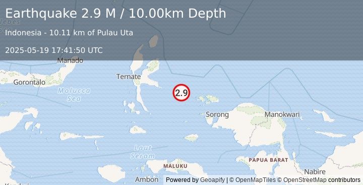 Earthquake Halmahera, Indonesia (2.9 M) (2025-05-19 17:41:50 UTC)