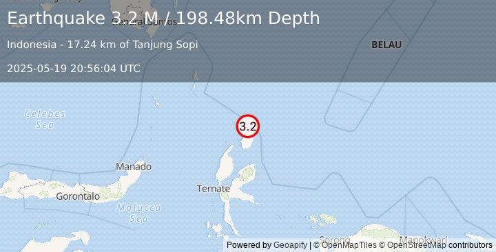 Earthquake Halmahera, Indonesia (3.2 M) (2025-05-19 20:56:04 UTC)