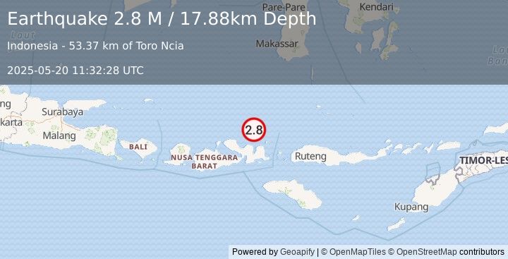 Earthquake Flores Sea (2.8 M) (2025-05-20 11:32:28 UTC)