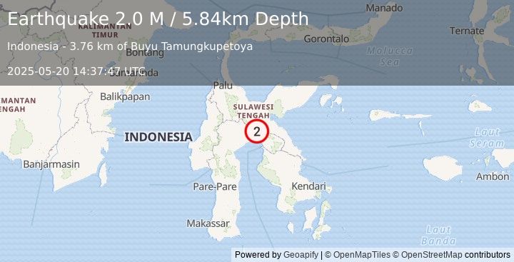 Earthquake Sulawesi, Indonesia (2.0 M) (2025-05-20 14:37:47 UTC)