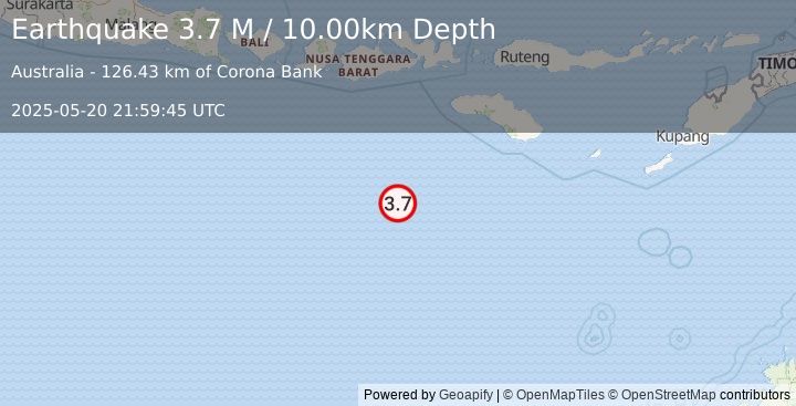 Earthquake South of Sumbawa, Indonesia (3.7 M) (2025-05-20 21:59:45 UTC)