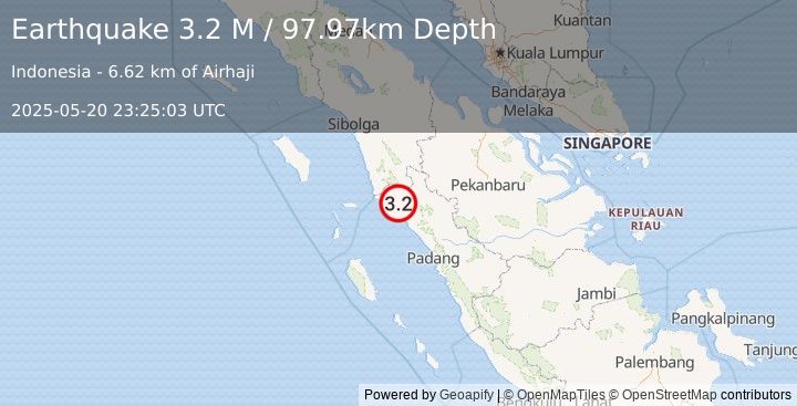 Earthquake Northern Sumatra, Indonesia (3.2 M) (2025-05-20 23:25:03 UTC)