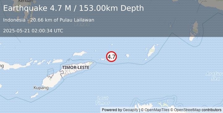 Earthquake Banda Sea (4.5 M) (2025-05-21 02:00:25 UTC)