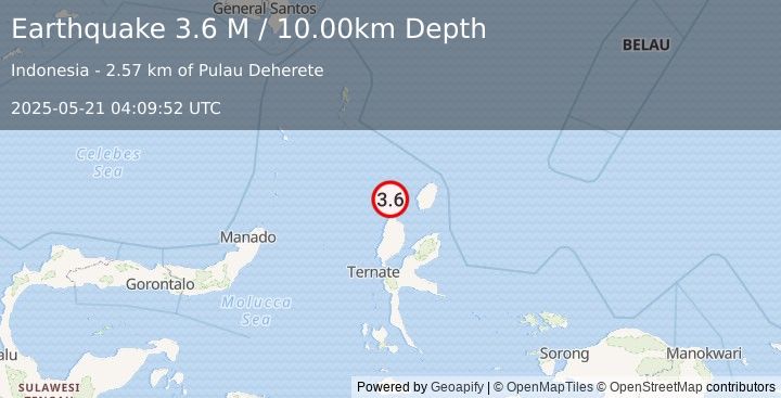 Earthquake Northern Molucca Sea (3.6 M) (2025-05-21 04:09:52 UTC)