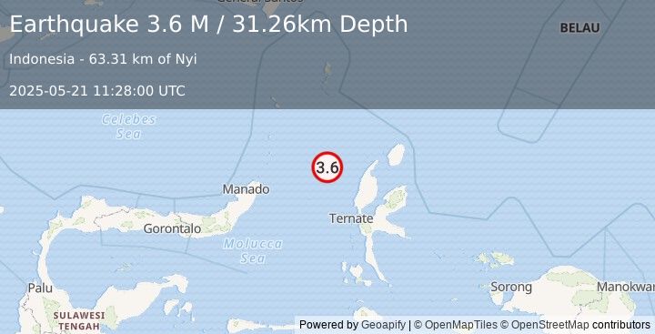 Earthquake Northern Molucca Sea (3.5 M) (2025-05-21 11:27:59 UTC)
