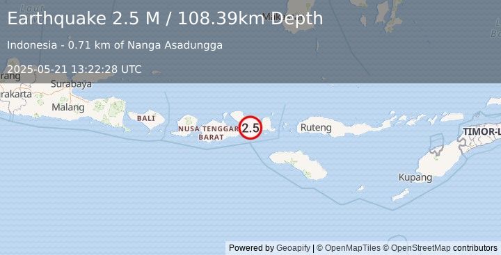 Earthquake Sumbawa Region, Indonesia (2.5 M) (2025-05-21 13:22:28 UTC)
