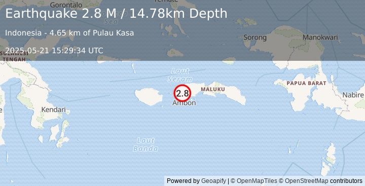 Earthquake Seram, Indonesia (2.8 M) (2025-05-21 15:29:34 UTC)