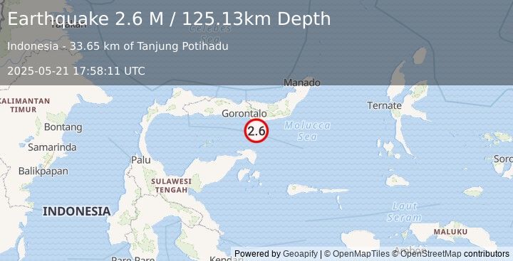 Earthquake Minahassa Peninsula, Sulawesi (2.6 M) (2025-05-21 17:58:11 UTC)