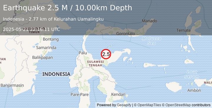 Earthquake Minahassa Peninsula, Sulawesi (2.5 M) (2025-05-21 22:16:11 UTC)
