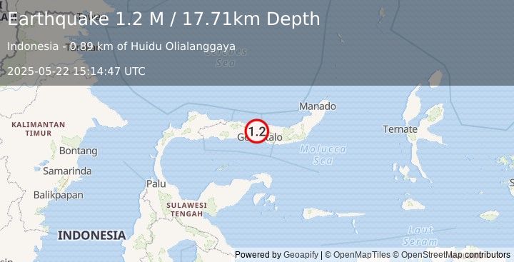 Earthquake Minahassa Peninsula, Sulawesi (1.2 M) (2025-05-22 15:14:47 UTC)