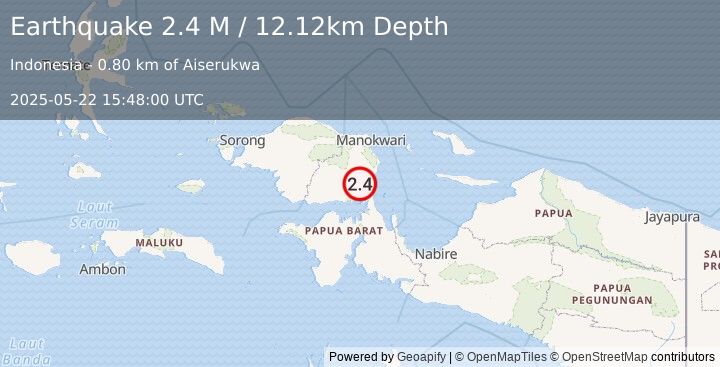 Earthquake West Papua Region, Indonesia (2.4 M) (2025-05-22 15:48:00 UTC)