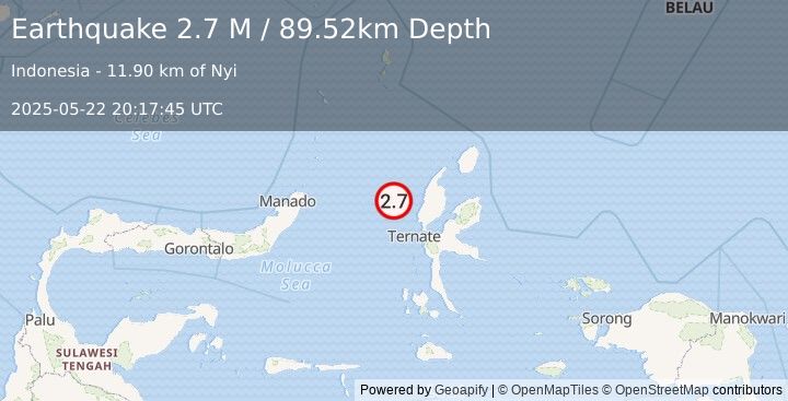 Earthquake Northern Molucca Sea (2.7 M) (2025-05-22 20:17:45 UTC)