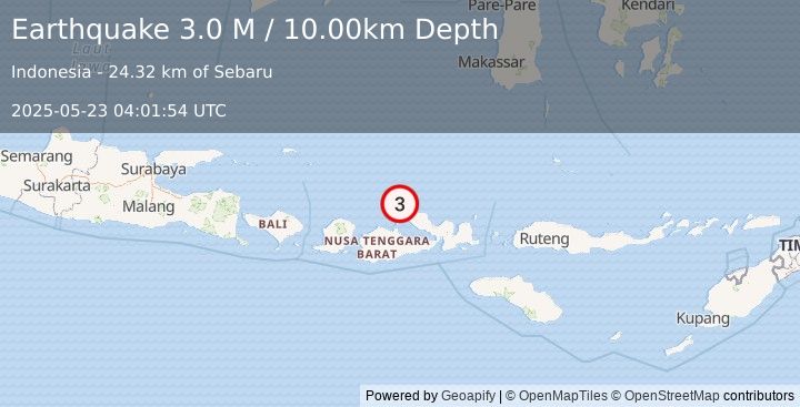 Earthquake Bali Sea (3.0 M) (2025-05-23 04:01:54 UTC)