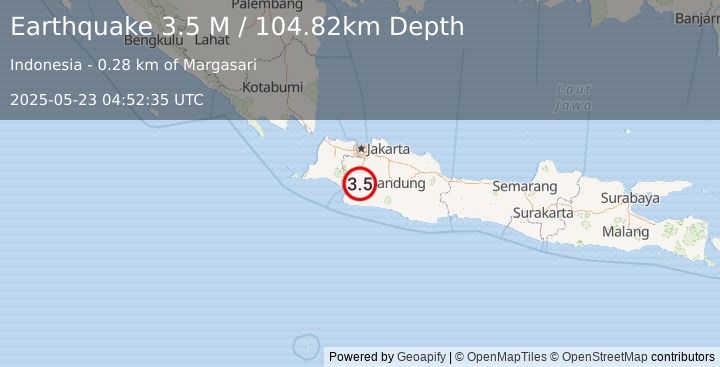 Earthquake Java, Indonesia (3.5 M) (2025-05-23 04:52:35 UTC)