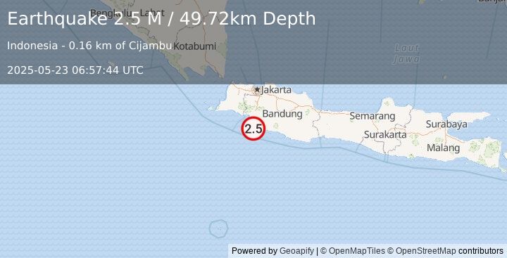 Earthquake Java, Indonesia (2.5 M) (2025-05-23 06:57:44 UTC)