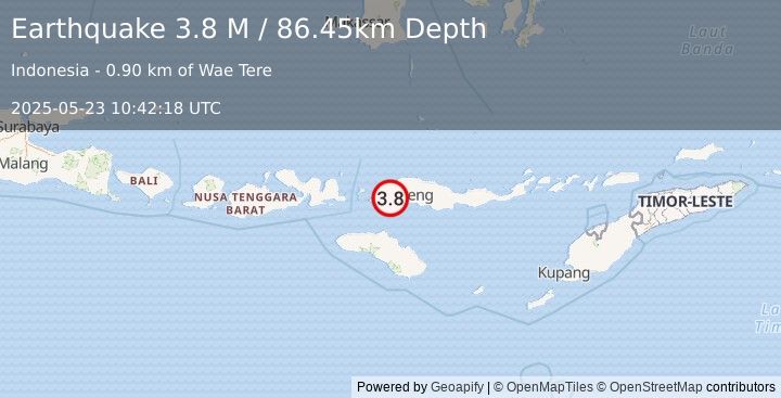 Earthquake Flores Region, Indonesia (3.8 M) (2025-05-23 10:42:18 UTC)