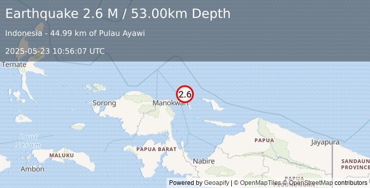 Earthquake West Papua Region, Indonesia (2.6 M) (2025-05-23 10:56:07 UTC)