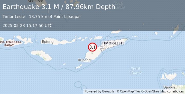 Earthquake Timor Region (3.1 M) (2025-05-23 15:17:50 UTC)