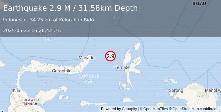 Earthquake Northern Molucca Sea (2.9 M) (2025-05-23 16:26:42 UTC)