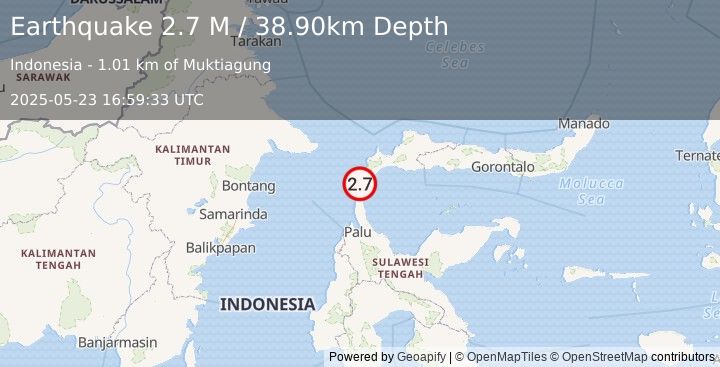 Earthquake Minahassa Peninsula, Sulawesi (2.7 M) (2025-05-23 16:59:33 UTC)