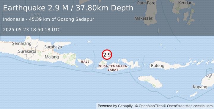 Earthquake Sumbawa Region, Indonesia (2.8 M) (2025-05-23 18:50:20 UTC)