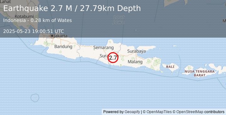 Earthquake Java, Indonesia (2.7 M) (2025-05-23 19:00:51 UTC)
