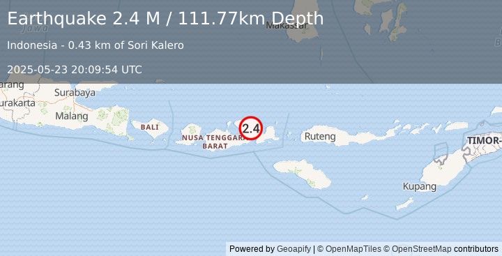 Earthquake Sumbawa Region, Indonesia (2.4 M) (2025-05-23 20:09:54 UTC)