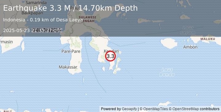 Earthquake Sulawesi, Indonesia (3.3 M) (2025-05-23 21:35:37 UTC)