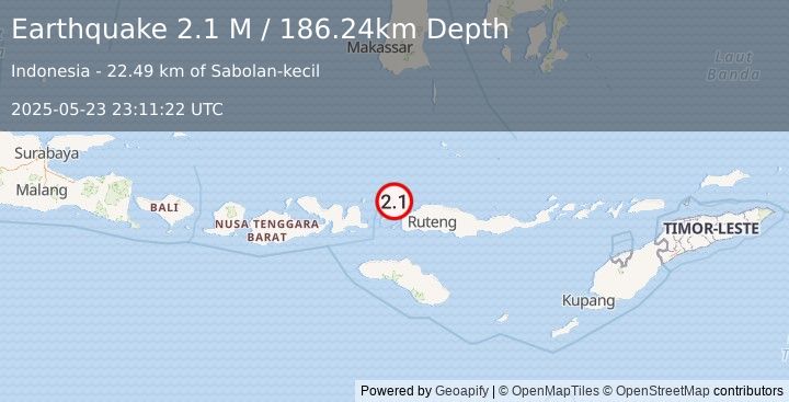 Earthquake Flores Region, Indonesia (2.3 M) (2025-05-23 23:11:25 UTC)