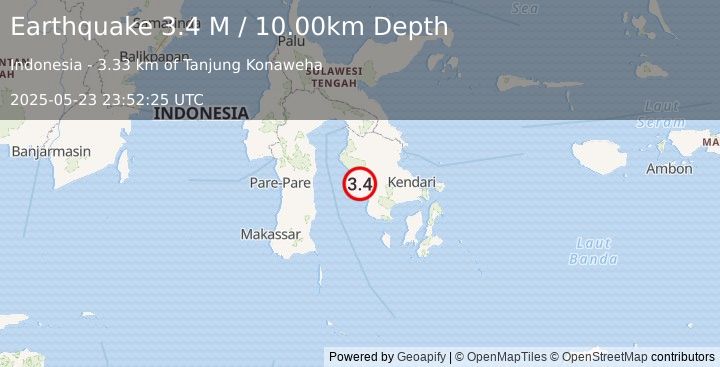 Earthquake Sulawesi, Indonesia (3.4 M) (2025-05-23 23:52:25 UTC)