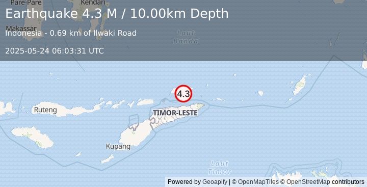 Earthquake Banda Sea (4.3 M) (2025-05-24 06:03:31 UTC)