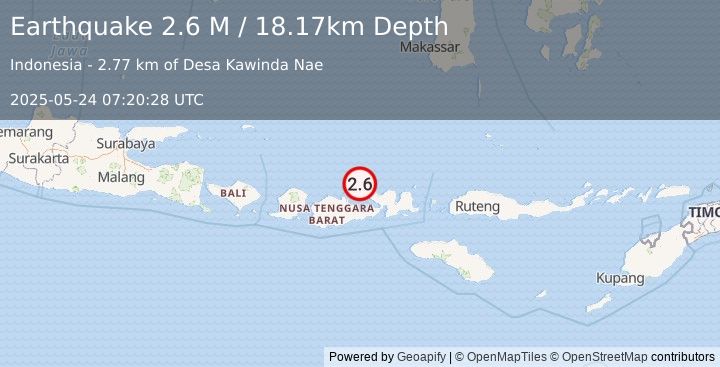 Earthquake Sumbawa Region, Indonesia (2.6 M) (2025-05-24 07:20:28 UTC)