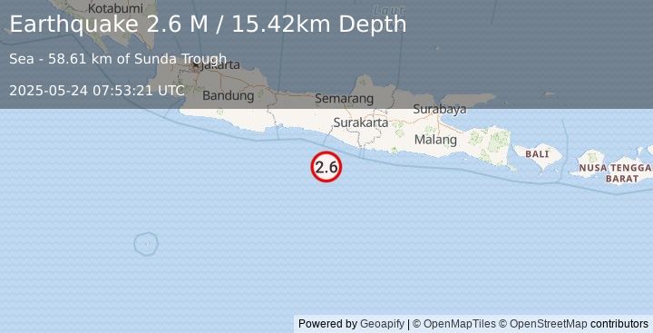 Earthquake Java, Indonesia (2.6 M) (2025-05-24 07:53:21 UTC)