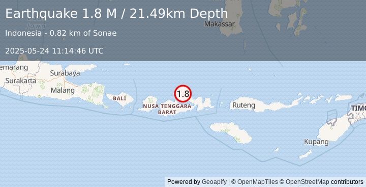 Earthquake Sumbawa Region, Indonesia (1.8 M) (2025-05-24 11:14:46 UTC)