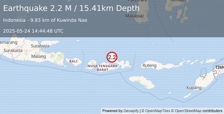 Earthquake Sumbawa Region, Indonesia (2.2 M) (2025-05-24 14:44:48 UTC)