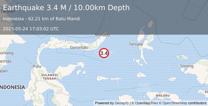Earthquake Minahassa Peninsula, Sulawesi (3.4 M) (2025-05-24 17:03:02 UTC)