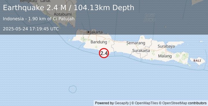 Earthquake Java, Indonesia (2.4 M) (2025-05-24 17:19:45 UTC)