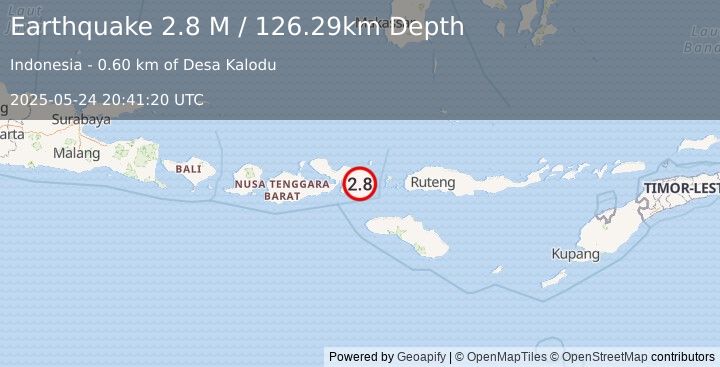Earthquake Sumbawa Region, Indonesia (2.8 M) (2025-05-24 20:41:20 UTC)