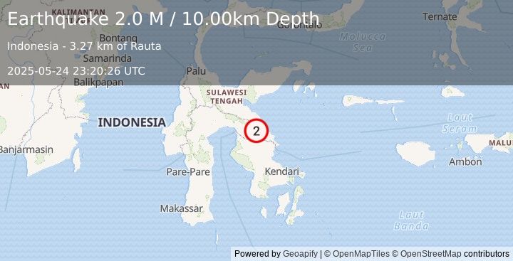 Earthquake Sulawesi, Indonesia (2.0 M) (2025-05-24 23:20:26 UTC)